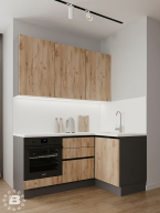 Кухня Hi-Tech 1,8*1,2 угловая Дуб золотой, Белый